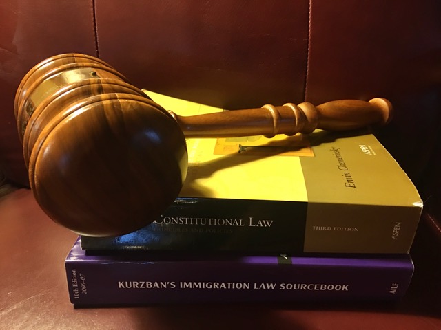 Gavel on top of law books